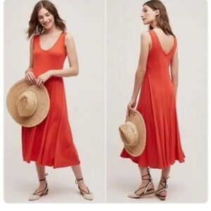 Maeve Abroad Red/Orange Midi Dress